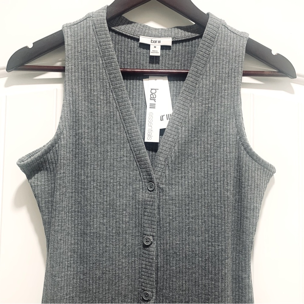 Bar III Ribbed Button Up Dress - Picture 4 of 10